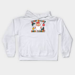 Retro Stay Merry And Bright Christmas Party Santa Kids Hoodie